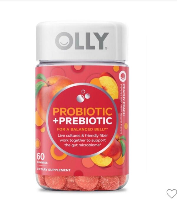 OLLY Probiotic + Prebiotic Gummies - Peachy Peach- 60 Gummies
