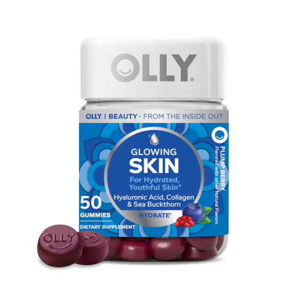 OLLY Glowing Skin Vitamin Gummy with Hyaluronic Acid, Supplement, 50 Ct - (Plump Berry Flavor)