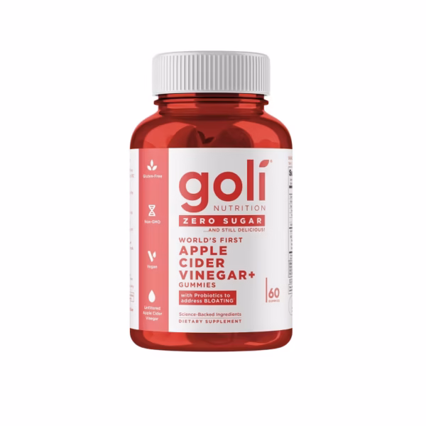 Goli Nutrition Apple Cider Vinegar Zero Sugar Apple Cider Gummies, 60 Count