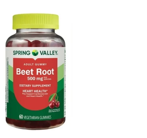 Spring Valley Beet Root Heart Health Dietary Supplement Gummies, Cherry, 500 mg, 60 Count