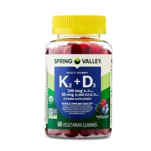 Spring Valley Vitamin K2 + Vitamin D3 Supplement Vegetarian Gummies for Bone and Immune Health, Mixed Berry, 60 Count