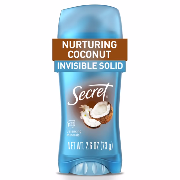 Secret Invisible Solid Antiperspirant Deodorant, Coconut Scent, 2.6 oz
