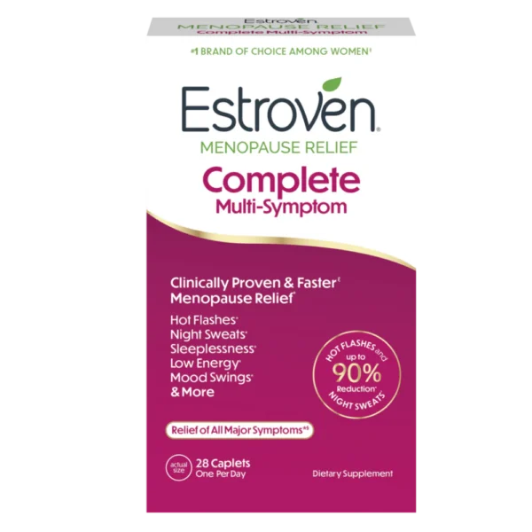 Estroven Menopause Relief Complete Multi-Symptom Daily Supplement, Support for Hot Flashes & Night Sweats, 28 Count