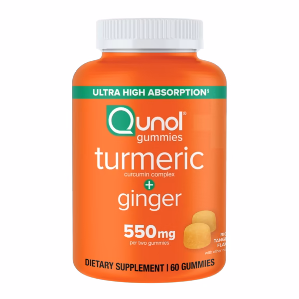 Qunol Turmeric and Ginger,500mg Turmeric + 50mg Ginger - 60 Gummies