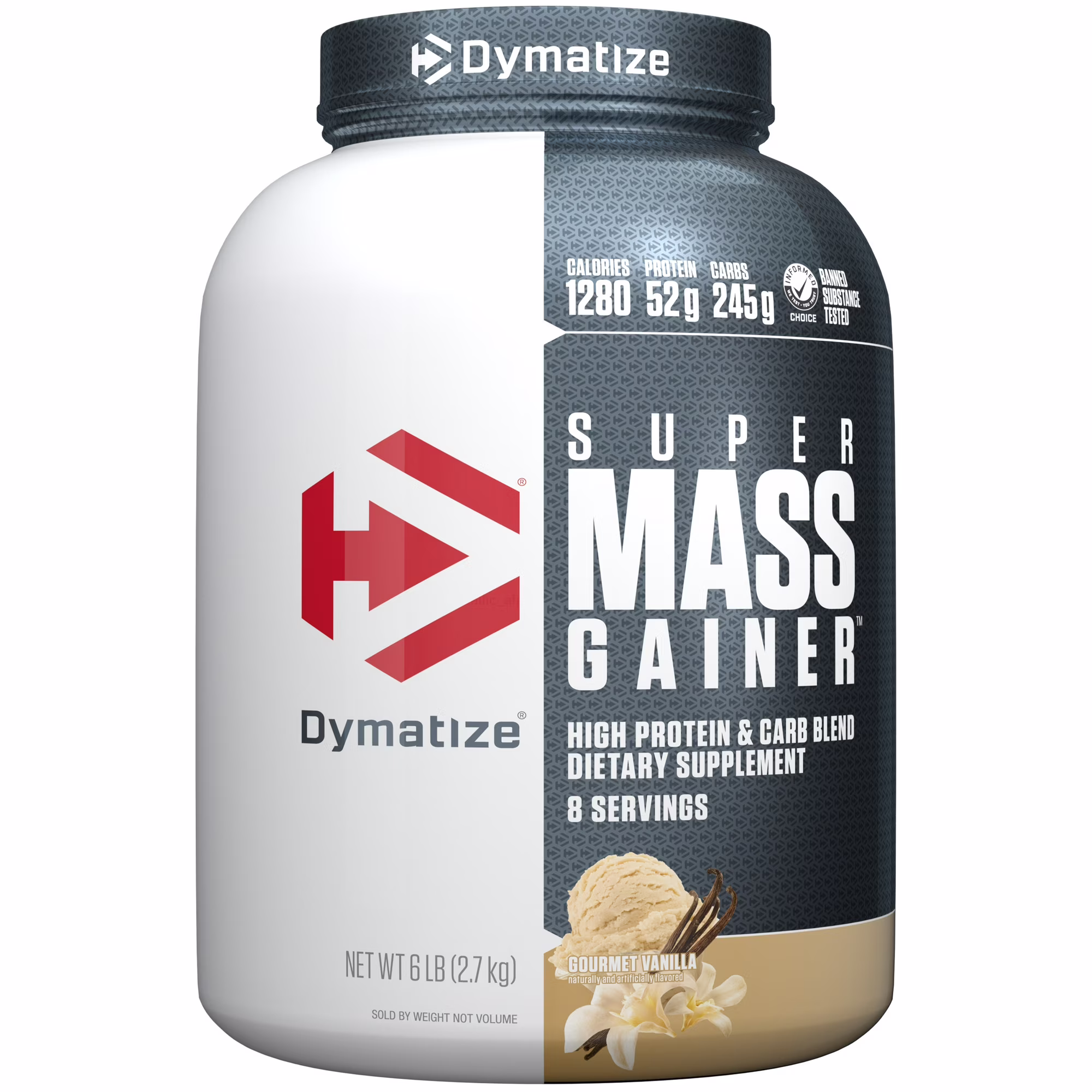 Dymatize Super Mass Gainer Protein Powder, 52g Protein, Gourmet Vanilla, 6 lbs