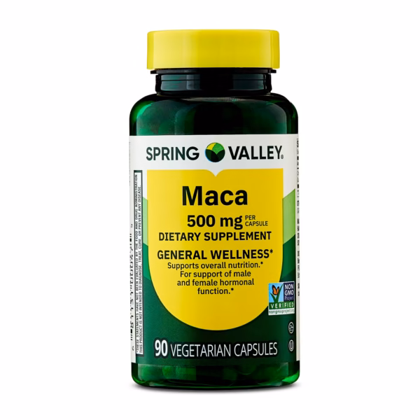 Spring Valley Maca Dietary Supplement Vegetarian Capsules for General Wellness, 500 mg, 90 Count