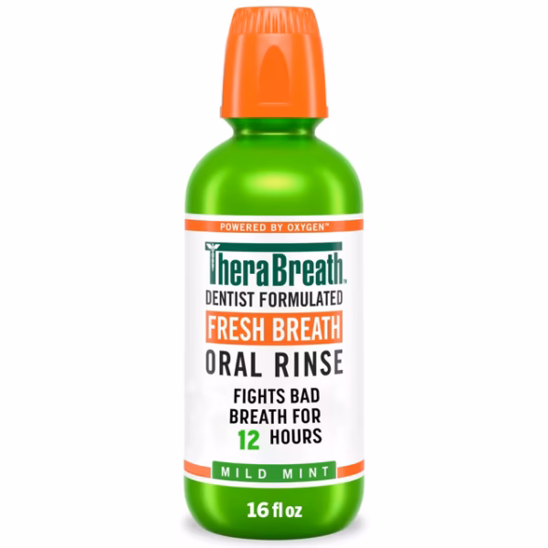 TheraBreath Fresh Breath Mouthwash, Mild Mint, Alcohol-Free Mouthwash for Adults, 16 fl oz
