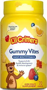 L’il Critters Gummy Vites, Daily Gummy Multivitamin for Kids Ages 2+, Fruit Flavors, 70 Count